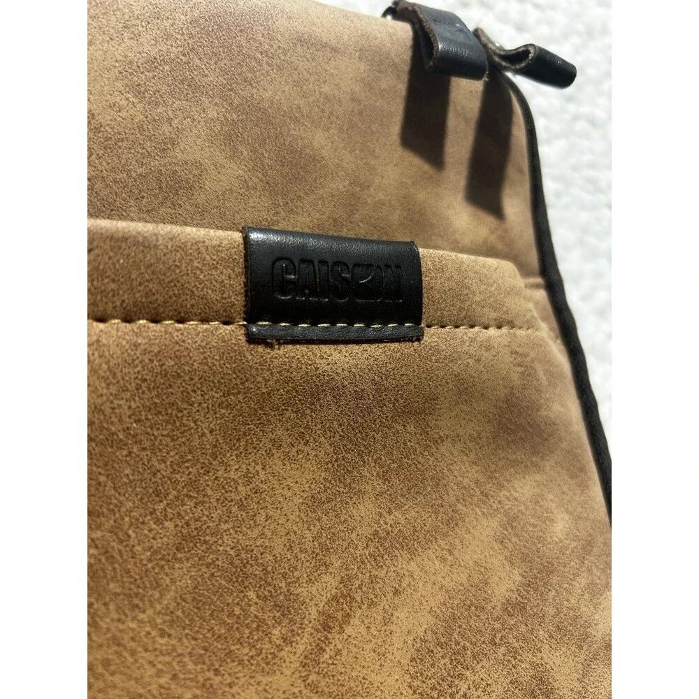 CAISON Brown Faux Leather Laptop Sleeve Case Briefcase Handle Pouch